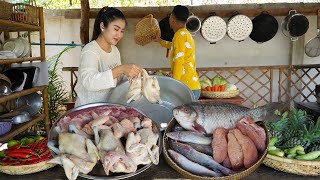 quot Ocean fish Chicken and Fish egg recipes quot Brother and Sister cook best recipes with country style [upl. by Mountford]