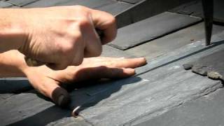 How to install a repair slate for a slate roof repair [upl. by Ademordna249]