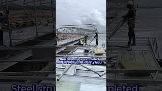 Steel structure warehouse construction site sandwichpanel constructionmaterials [upl. by Dorine]