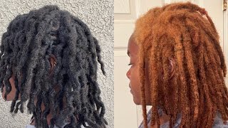 How to Dye Locs From BLACK to BLONDE Without Bleach Creme of Nature Hair Dye Dying Loc Extensions [upl. by Oner]