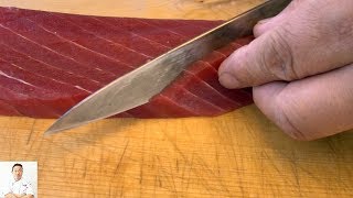 How To Cut Tuna For Sushi and Sashimi Part 2  How To Make Sushi Series [upl. by Ianahs]