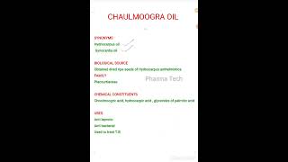 Chaulmoogra oil pharmacognosyimportantmcq pharmacognosyvideos pharmacognosy [upl. by Eelanej865]