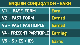 Conjugation English Verb to EARN  EARN Past Tense Present Future Participle Form  V1 V2 V3 [upl. by Euginimod]