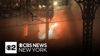 Transformer explosion ignites fire along Amtrak tracks in the Bronx [upl. by Atnad]