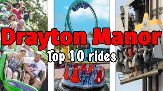 Top 10 rides at Drayton manor  Staffordshire England  2022 [upl. by Dmitri]