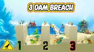 3 Sand Dam Collapse Caused Flooding Dinosaur amp Emerald Cave  Lego Dam Breach Experiment [upl. by Edas]