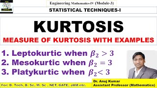 Kurtosis  Kurtosis and Moments  Leptokurtic  Mesokurtic  Platykurtic  Skewness and Kurtosis [upl. by Tilly718]