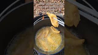 Fried perch on Weber kettle using lodgecastiron Dutch oven dutchoven grilling fishfry [upl. by Vasiliki]