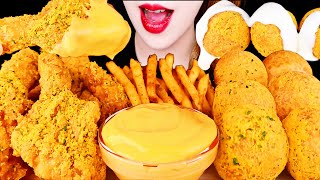 ASMR FRIED CHICKEN CHEESE BALL CHEESE SAUCE CAJUN FRENCH FRIES EATING SOUNDS MUKBANG 먹방 咀嚼音 [upl. by Creath]