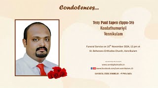 Funeral Service Live Streaming of Teny Paul Eapen Appu38 Koodathumuriyil Vennikulam [upl. by Rosy]