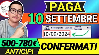 Inps PAGA 10 SETTEMBRE ➜ ANTICIPO DATE PAGAMENTI ADI ASSEGNO UNICO NASPI BONUS 100€ SOCIAL CARD SFL [upl. by Ahsekyw116]