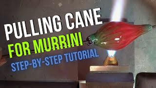 Pulling Glass Murrini Cane amp Making a Twistie at the end  StepbyStep Lampworking Tutorial [upl. by Lebna514]