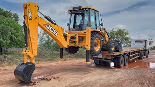 Our Brand New JCB 3DX Super 4x4 Unloading from Truck in Jcb Showroom 2024 [upl. by Ahsehyt]