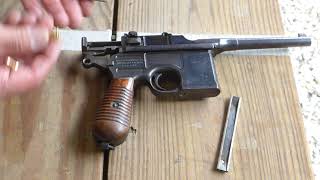 Mauser quotBroomhandlequot C96 Pistol Loading amp Shooting [upl. by Rednael]