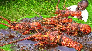 SPICY LOBSTER BUTTER GARLIC GRAVY  Delicious Sea Food  Village Traditional Recipe  Grandpa Show [upl. by Lleryd187]