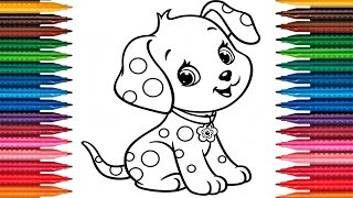 Drawing Puppy How to Draw Dog Coloring Book Fun Painting Dog Coloring Page [upl. by Rahmann]